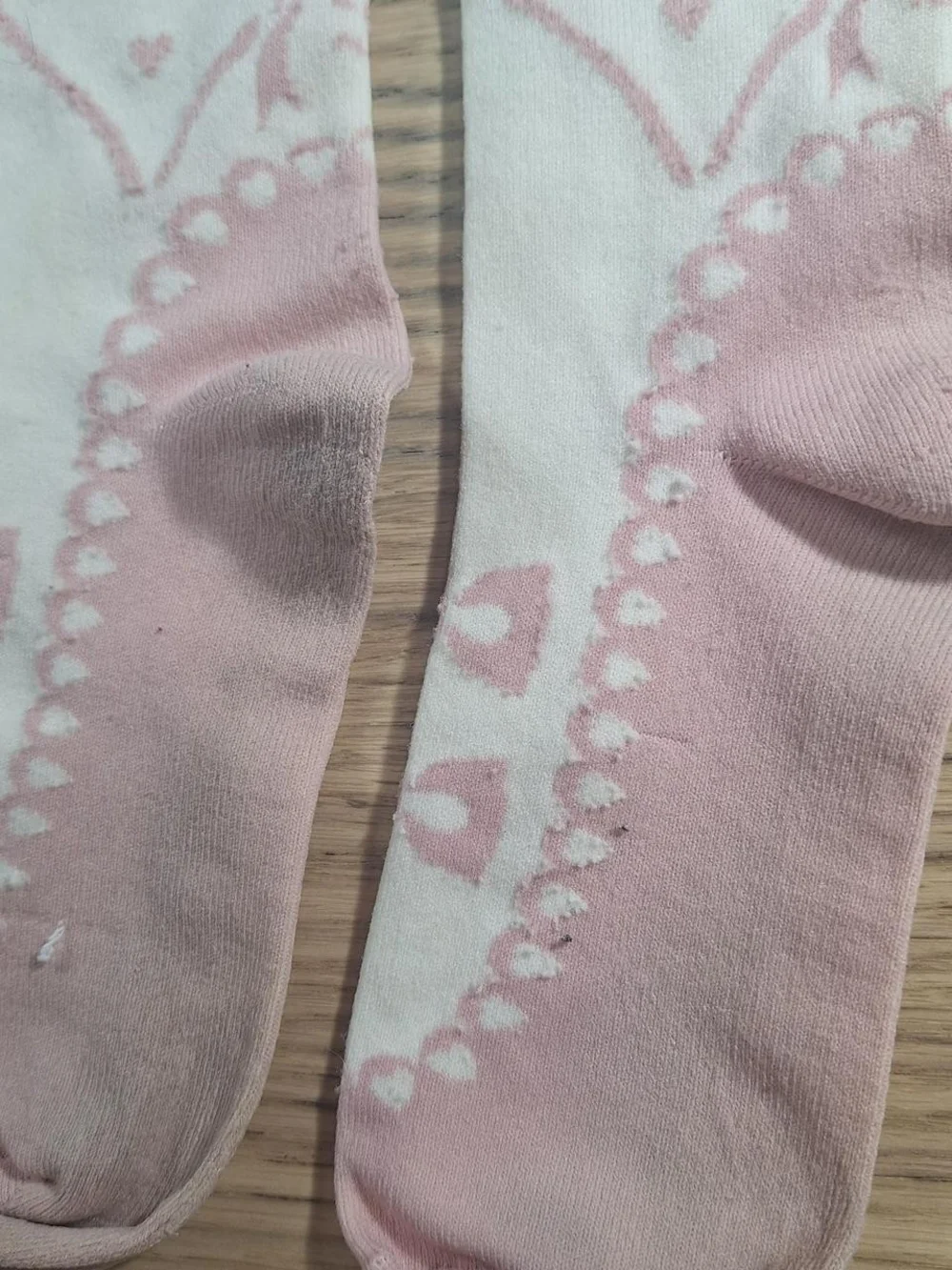 Innocent World Ivory Pink Ballet Ribbon OTK Socks | Classic Lolita